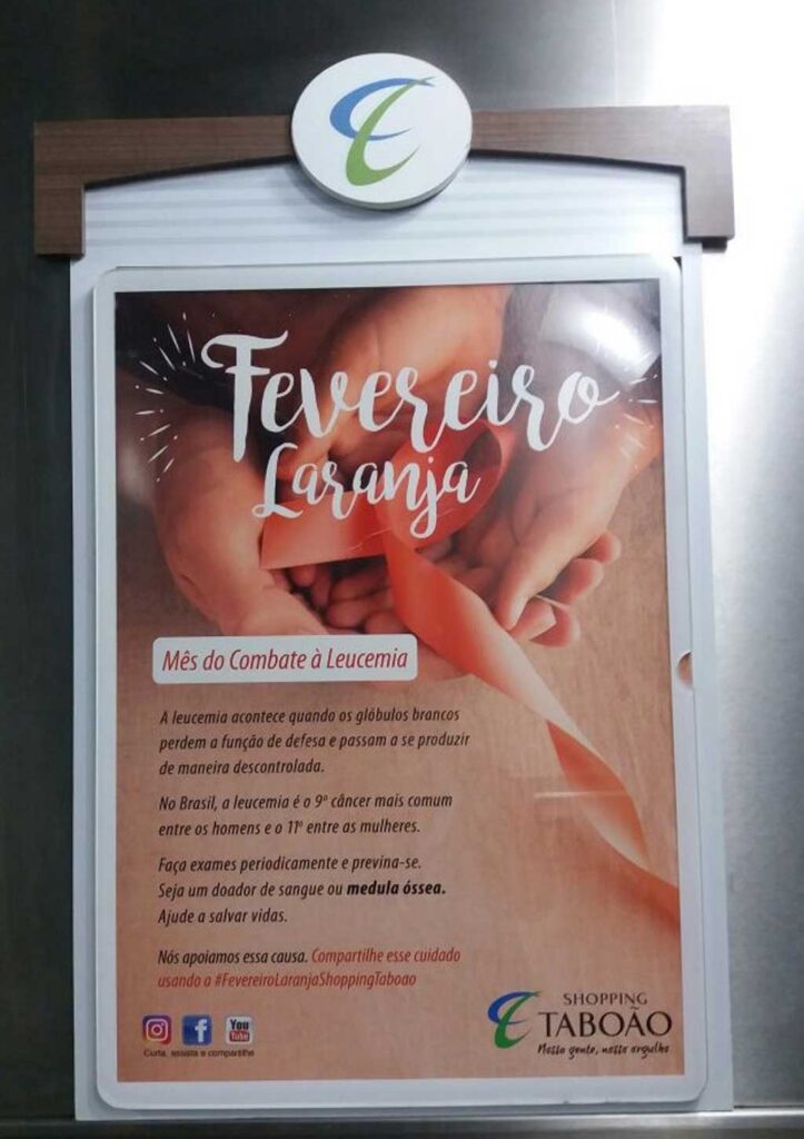 Combate à Leucemia: Fevereiro Laranja marca o Calendário do Bem do Shopping Taboão